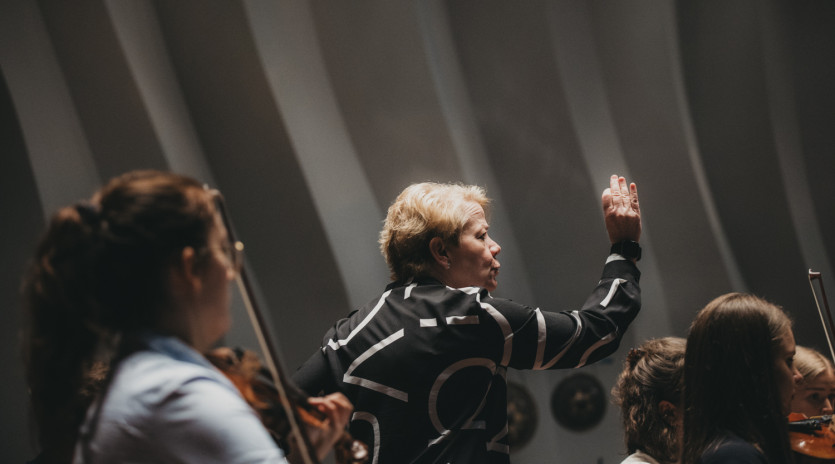 Marin Alsop podczas warsztatów dyrygenckich